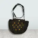 Black Shoulder Bag (Flower) || Hand Made